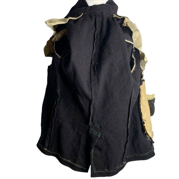 Vintage 50s Military US Navy Pea Coat 36 Black Wool Button Pockets Notch Collar - Picture 7 of 9